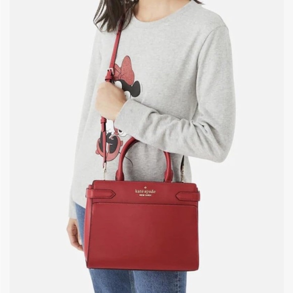 Kate Spade NY Staci Medium Satchel Purse - Currant Red - Picture 4 of 5